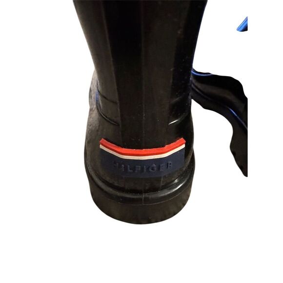 Tommy Hilfiger Women's Rain Boots Size 8 Black Pull-On Anti-Slip Soles - Picture 8 of 12